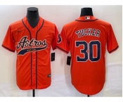Men's Houston Astros #30 Kyle Tucker Orange With Patch Cool Base Stitched Baseball Jersey