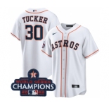 Men's Houston Astros #30 Kyle Tucker White 2022 World Series Champions Home Stitched Baseball Jersey
