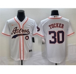 Men's Houston Astros #30 Kyle Tucker White With Patch Cool Base Stitched Baseball Jersey