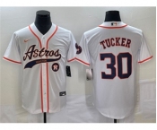 Men's Houston Astros #30 Kyle Tucker White With Patch Cool Base Stitched Baseball Jersey