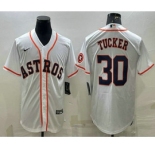 Men's Houston Astros #30 Kyle Tucker White With Patch Stitched MLB Cool Base Nike Jersey