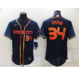 Men's Houston Astros #34 Nolan Ryan Number 2022 Navy City Connect Flex Base Stitched Baseball Jersey