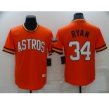 Men's Houston Astros #34 Nolan Ryan Orange Cooperstown Collection Cool Base Stitched Nike Jersey