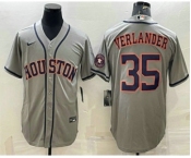 Men's Houston Astros #35 Justin Verlander Grey With Patch Stitched MLB Cool Base Nike Jersey