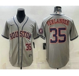 Men's Houston Astros #35 Justin Verlander Number Grey With Patch Stitched MLB Cool Base Nike Jersey