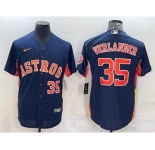 Men's Houston Astros #35 Justin Verlander Number Navy Blue With Patch Stitched MLB Cool Base Nike Jersey