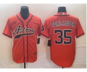 Men's Houston Astros #35 Justin Verlander Orange With Patch Cool Base Stitched Baseball Jersey