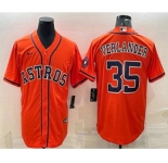 Men's Houston Astros #35 Justin Verlander Orange With Patch Stitched MLB Cool Base Nike Jersey