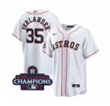 Men's Houston Astros #35 Justin Verlander White 2022 World Series Champions Home Stitched Baseball Jersey