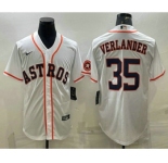 Men's Houston Astros #35 Justin Verlander White With Patch Stitched MLB Cool Base Nike Jersey