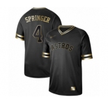Men's Houston Astros #4 George Springer Authentic Black Gold Fashion Baseball Jersey