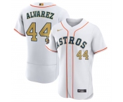 Men's Houston Astros #44 Yordan Alvarez 2023 White Gold World Series Champions Stitched FlexBase Authentic Nike Jersey