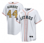 Men's Houston Astros #44 Yordan Alvarez 2023 White Gold World Serise Champions Patch Cool Base Stitched Jersey