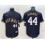 Men's Houston Astros #44 Yordan Alvarez Black Gold 2022 World Series Stitched Baseball Jersey