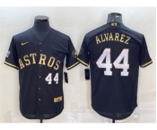 Men's Houston Astros #44 Yordan Alvarez Black Gold 2022 World Series Stitched Baseball Jersey