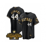 Men's Houston Astros #44 Yordan Alvarez Black Gold 2022 World Serise Champions Patch Stitched Baseball Jersey