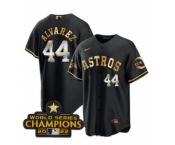 Men's Houston Astros #44 Yordan Alvarez Black Gold 2022 World Serise Champions Patch Stitched Baseball Jersey