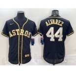 Men's Houston Astros #44 Yordan Alvarez Black Gold Flex Base Stitched Jersey