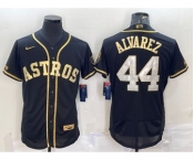Men's Houston Astros #44 Yordan Alvarez Black Gold Flex Base Stitched Jersey