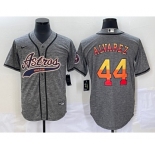 Men's Houston Astros #44 Yordan Alvarez Grey Gridiron Cool Base Stitched Baseball Jersey