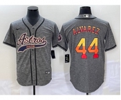 Men's Houston Astros #44 Yordan Alvarez Grey Gridiron Cool Base Stitched Baseball Jersey
