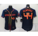 Men's Houston Astros #44 Yordan Alvarez Number 2022 Navy Blue City Connect Flex Base Stitched Baseball Jersey