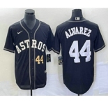 Men's Houston Astros #44 Yordan Alvarez Number Black Cool Base Stitched Baseball Jersey