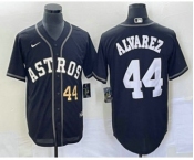 Men's Houston Astros #44 Yordan Alvarez Number Black Cool Base Stitched Baseball Jersey