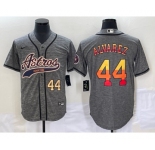 Men's Houston Astros #44 Yordan Alvarez Number Grey Gridiron Cool Base Stitched Baseball Jersey