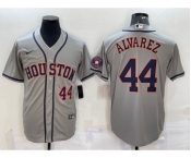 Men's Houston Astros #44 Yordan Alvarez Number Grey With Patch Stitched MLB Cool Base Nike Jersey