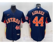 Men's Houston Astros #44 Yordan Alvarez Number Navy Blue With Patch Stitched MLB Cool Base Nike Jersey