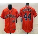 Men's Houston Astros #44 Yordan Alvarez Number Orange Stitched MLB Flex Base Nike Jersey
