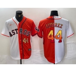 Men's Houston Astros #44 Yordan Alvarez Number White Orange Split Stitched Baseball Jersey