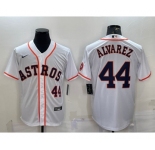 Men's Houston Astros #44 Yordan Alvarez Number White With Patch Stitched MLB Cool Base Nike Jersey