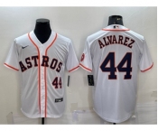 Men's Houston Astros #44 Yordan Alvarez Number White With Patch Stitched MLB Cool Base Nike Jersey