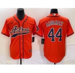 Men's Houston Astros #44 Yordan Alvarez Orange With Patch Cool Base Stitched Baseball Jersey