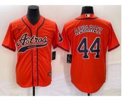 Men's Houston Astros #44 Yordan Alvarez Orange With Patch Cool Base Stitched Baseball Jersey