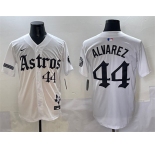 Men's Houston Astros #44 Yordan Alvarez White Gothic 'Houston Born Barrio Raised' Limited Stitched Baseball Jersey