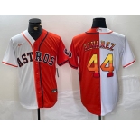 Men's Houston Astros #44 Yordan Alvarez White Orange Split Stitched Baseball Jersey
