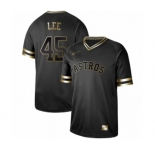 Men's Houston Astros #45 Carlos Lee Authentic Black Gold Fashion Baseball Jersey