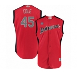 Men's Houston Astros #45 Gerrit Cole Authentic Red American League 2019 Baseball All-Star Jersey