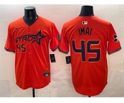 Men's Houston Astros #45 Tatsuya Imai Orange 2025 City Connect With Texas Patch Limited Stitched Baseball Jersey