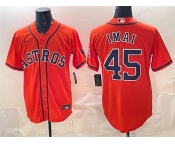 Men's Houston Astros #45 Tatsuya Imai Orange Cool Base Stitched Jersey