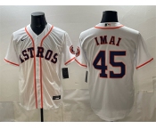 Men's Houston Astros #45 Tatsuya Imai White Cool Base Stitched Jersey