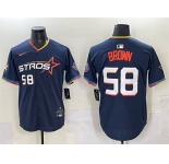 Men's Houston Astros #58 Hunter Brown Navy 2025 City Connect Limited Stitched Baseball Jersey