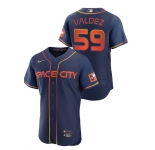 Men's Houston Astros #59 VALDEZ 2022 Navy Blue City Connect Flex Base Stitched Baseball Jersey
