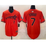 Men's Houston Astros #7 C.J. Stroud Orange 2025 City Connect With Texas Patch Limited Stitched Baseball Jersey