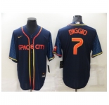 Men's Houston Astros #7 Craig Biggio 2022 Navy Blue City Connect Cool Base Stitched Jersey