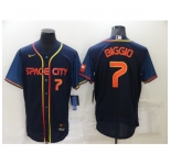 Men's Houston Astros  #7 Craig Biggio Number 2022 Navy Blue City Connect Cool Base Stitched Jersey
