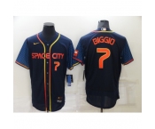 Men's Houston Astros  #7 Craig Biggio Number 2022 Navy Blue City Connect Cool Base Stitched Jersey